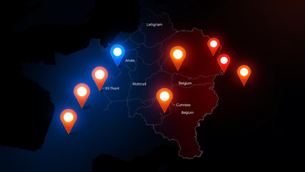 Dekkingskaart takeldiensten in alle 11 Belgische provincies - Vlaanderen, Wallonië en Brussel