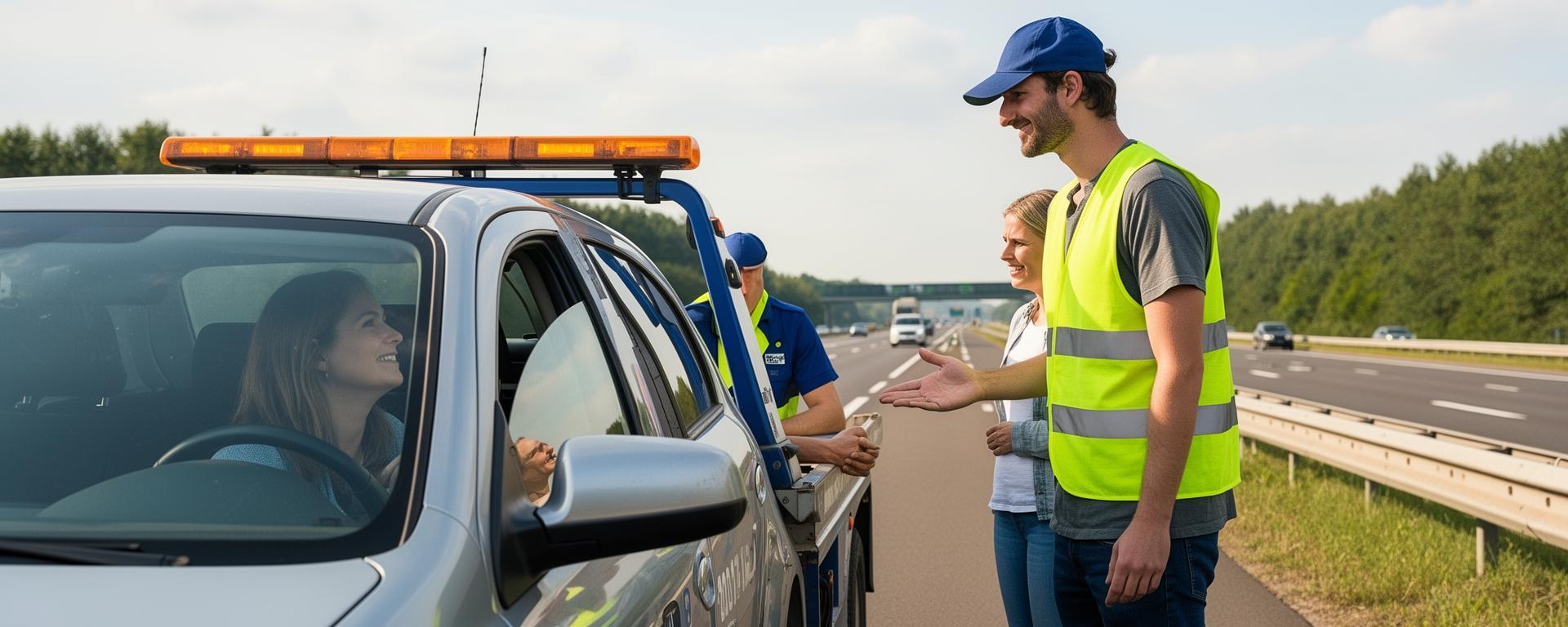 Takeldirect.be - FAQ | Veelgestelde Vragen over Takeldiensten Takeldienst medewerker helpt automobilist langs de weg - Veelgestelde vragen over pechhulp in België